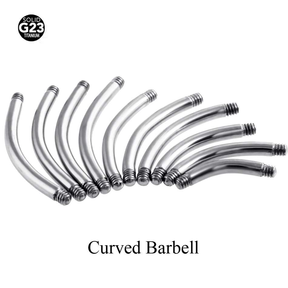 50Pcs G23 Titanium Curved&Circular&Straight Barbell Part Screw Thread Head 16g 14g For Lip Eyebrow Nose Earring Piercing Jewelry