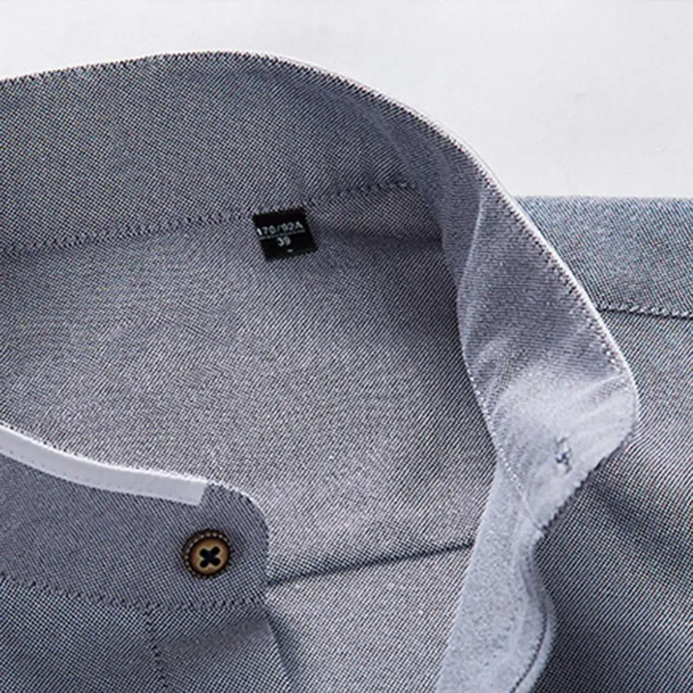 Для мужчин 2019 модные однотонные с длинным рукавом Slim Fit Бизнес рубашки