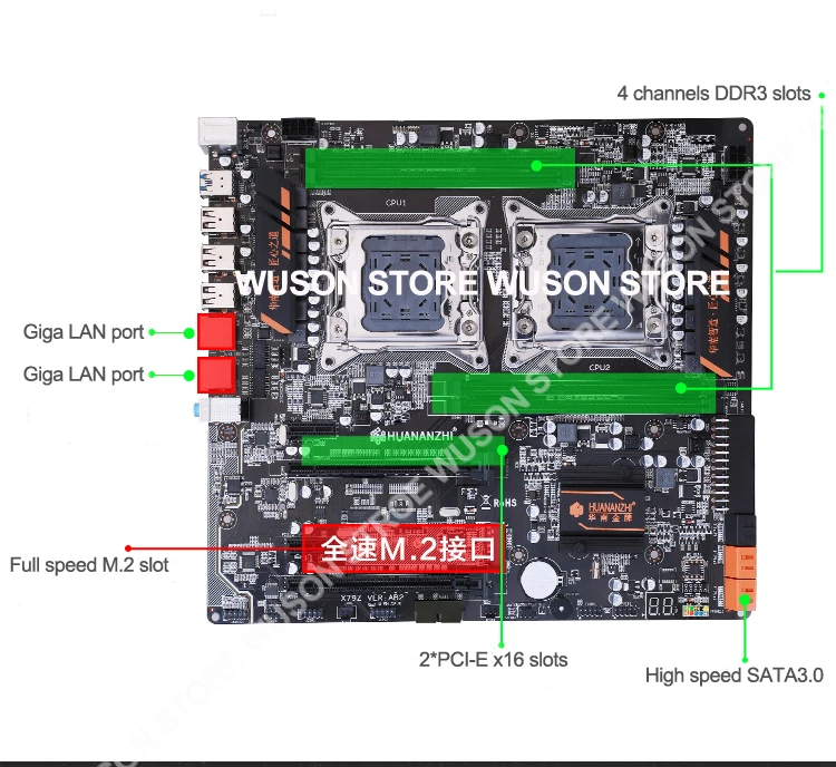 Скидка HUANANZHI dual X79 материнская плата комплект M.2 слот двойной процессор Intel Xeon E5 2690 V2 ram 4*16G 1866 видеокарта GTX1050TI 4GD5