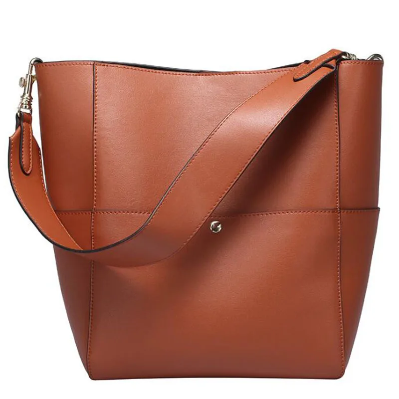

High quality leather women bag bucket bag retro luxury handbag large capacity shoulder bag Leisure Messenger bag