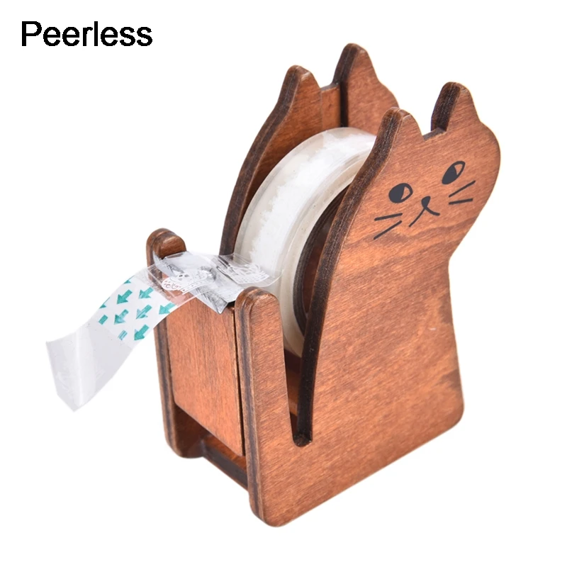 Peerless Кофе Цвет мультфильм кошка деревянная Лента Диспенсер держатель ленты|tape