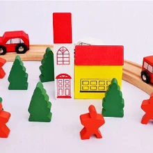 25 шт. круглые деревянные игрушки, детских рук-на разборки с изображением паровозика Томаса детская железная дорога треков