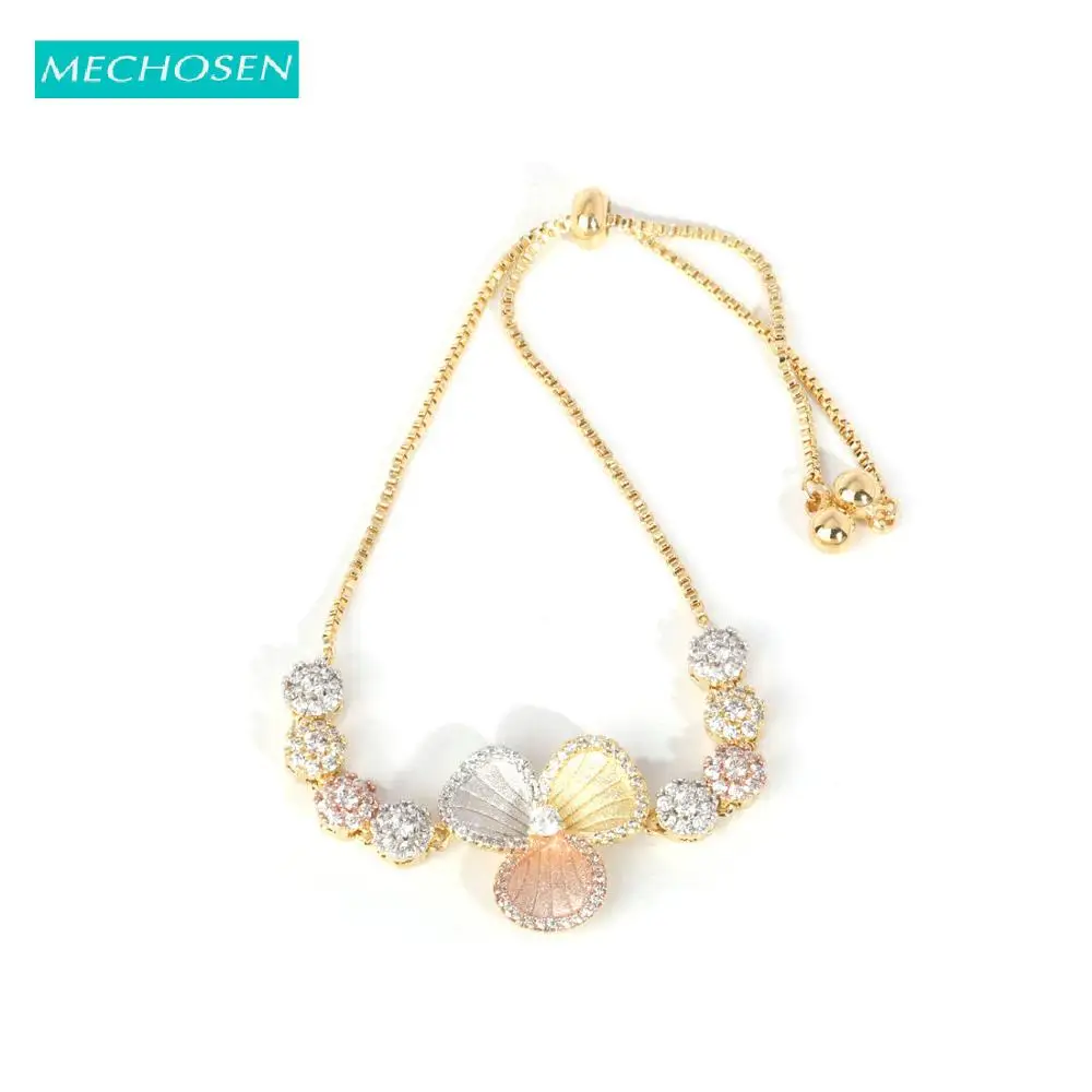 MECHOSEN красивые браслеты цветок лепесток Круглый Цирконий Медь Ювелирные изделия для женщин вечерние украшения подарки на день рождения