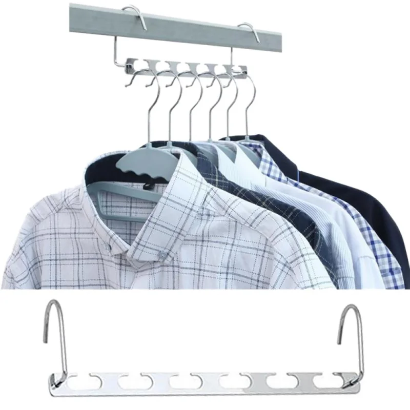 Multifunctional Metal Iron Hangers Hanging with Hook Magic 6 Hole Clothes Closet Organizer