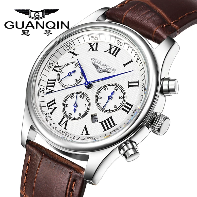 

Original GUANQIN Quartz Watch Men Famous Brand Waterproof Sapphire Watch Hours Clock Male Fashion Casual Leather Man Wrist Watch