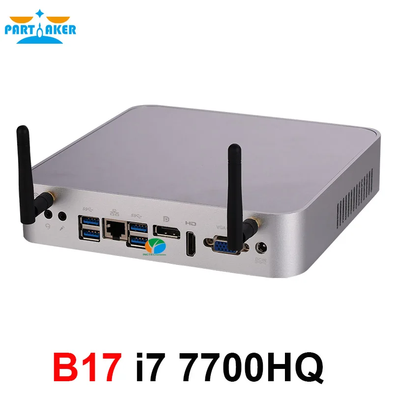 Intel Core i7 7700HQ Windows10 Mini PC Linux With DP VGA HDMI LAN 6*USB DDR4 32GB RAM Max AC Wifi M