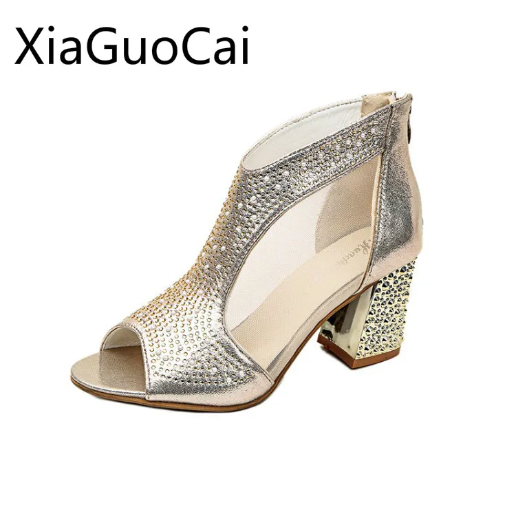 

Женские туфли на высоком каблуке, туфли-лодочки с квадратным каблуком, сетчатые водонепроницаемые туфли на платформе, Новое поступление 2019