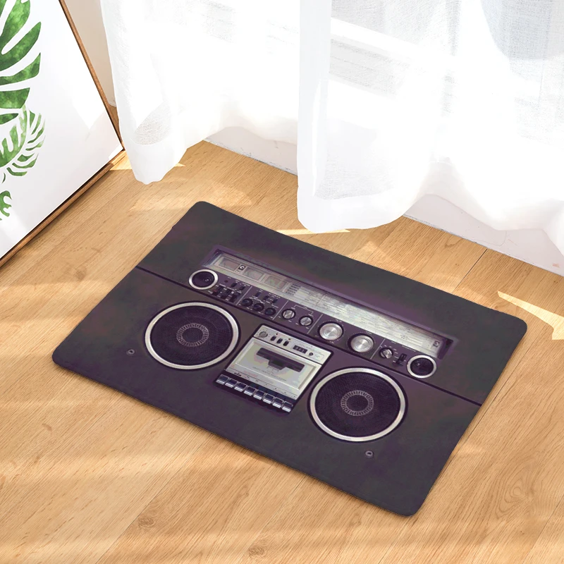 

Homing Retro Waterproof Anti-Slip Doormat Magnetic Tape Recorder Print Carpets Bedroom Entrance Rugs Stair Floor Mats Home Decor