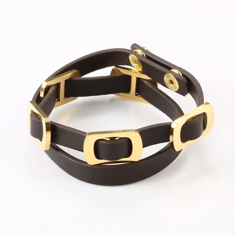 

Vintage Men Leather Bracelet Brown Color Open Cuff Rope Charm Bangles Punk Style Multilayer Adjustable Bracelet for Women Gift