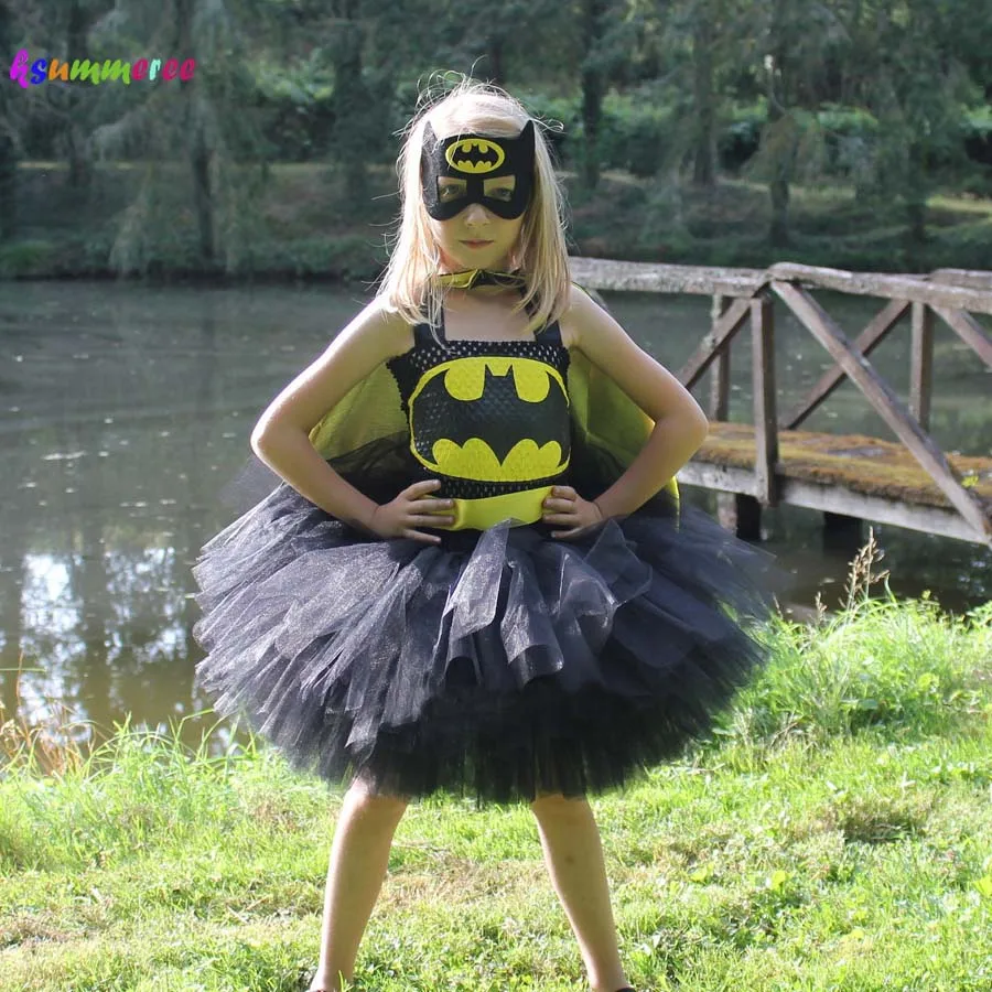 

Batman Tutu Dress with Mask Children Kids Superhero Costume Girls Birthday Party Dress Halloween Christmas Clothing