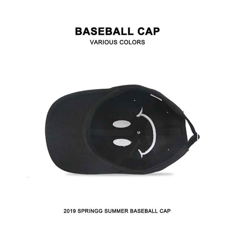 

High Quality Smile Face Baseball Cap Men Women Unisex Adjustable Cotton Hat 4 Color Black White Red Khaki