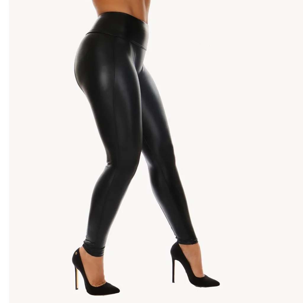 

Women's Sports Leather Pants Solid Workout Leggings Fitness High Waist Skinny Sexy Pants Gym Running Sweatpants Trousers Women