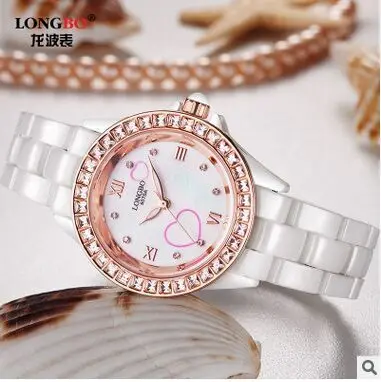 Lonbo Brand Female Korean Fashion watch waterproof quartz Ladies Watch Pearl Diamond Ladies Watch Rose Gold