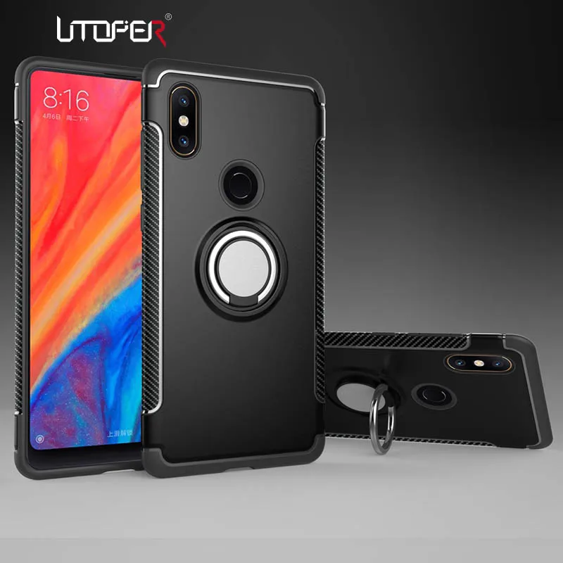 

UTOPER Case For xiaomi mi mix 2S Case for xiaomi mi A1 Fundas soft TPU Hard PC Magnetic Ring armor Cover For Xiomi mi mix2 Case