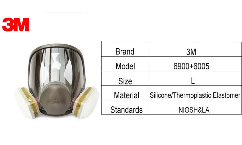 3 м 6900+ 6005 полный уход за кожей лица многоразовая фильтр респиратора защитная маска Анти-формальдегид и органических паров 7 предметов для 1 комплект LT062