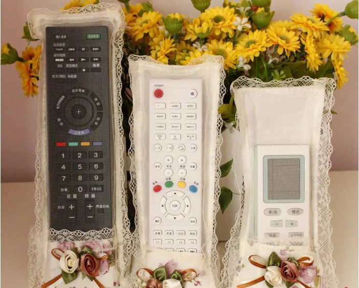 Promotion Household Fabric Cotton Remote Control Cover Dustproof Lace TV Controller Protective Sets |
