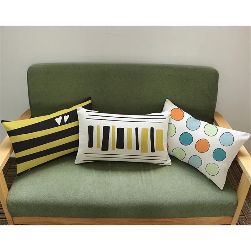 

2017 Factory direct sales pillow cover Black yellow brown fashion line geometry waist pillow case wholesale cushion cover