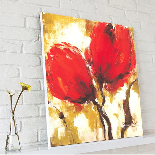 FREE SHIPPING Red Flower Canvas Painting for Wall Decoration Canvas Art Oil Painting Canvas