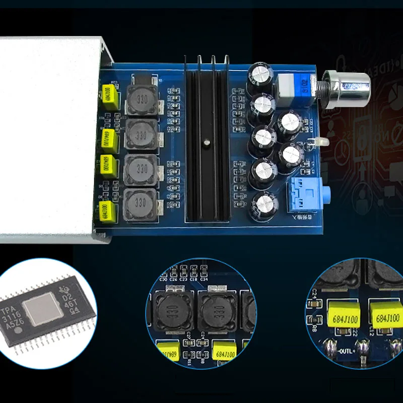 XH-M541 TPA3116D2 100 Вт x 2 двухканальный HIFI цифровой сабвуфер мощность аудио усилитель плата в чехол F5-012