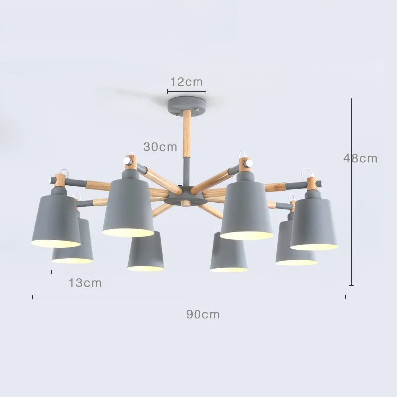 LukLoy деревянные подвесные светильники Макарон современный светильник черный серый синий зеленый для лофт гостиной Лофт спальня кухня лампа скандинавском стиле - Цвет корпуса: Grey 8 heads