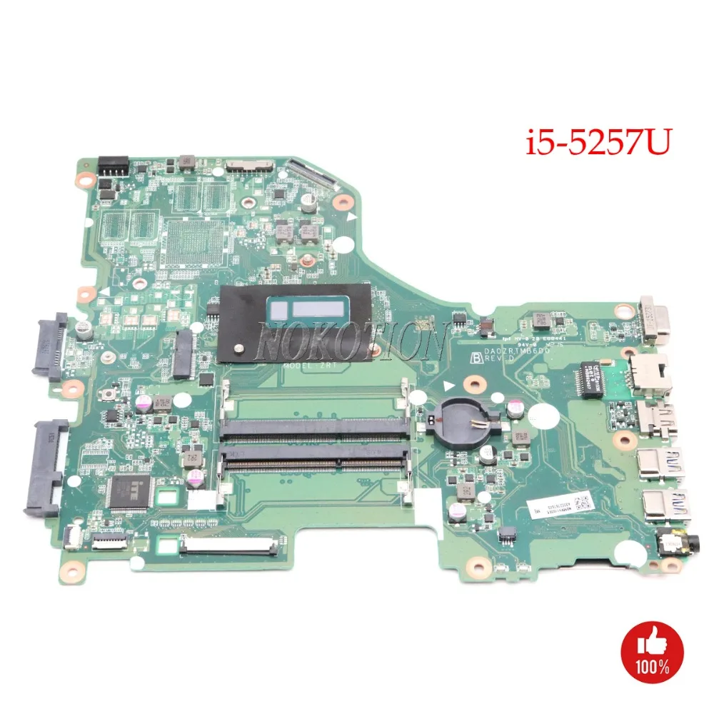 

NOKOTION NBMVH11006 NB.MVH11.006 laptop motherboard For acer Aspire E5-573G i5-5257U Main board DA0ZRTMB6D0 full tested