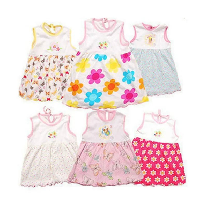 4pcs Baby Dresses 1 2 Years Girls Infant Cotton Clothing Dress Summer