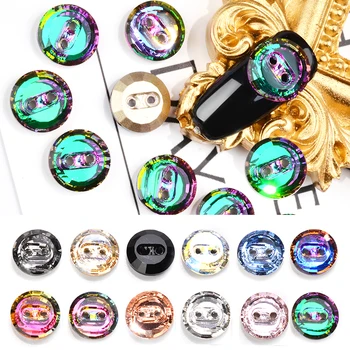 

5pcs Crystal Buttons Rhinestones Colorful Glitter Nail Art Decorations 2 Holes Sewing Button For Garment Crafts DIY Accessories