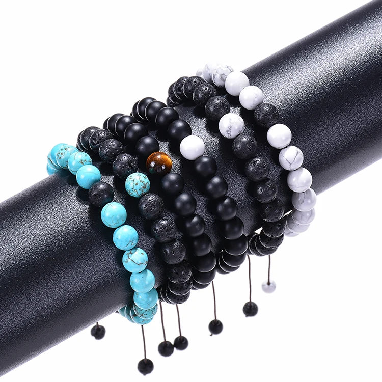 

Bright Moon New Fashion Bracelet Women Natural Lava Stone Bracelet Dongling Hand-woven Adjustable Bracelet For Women
