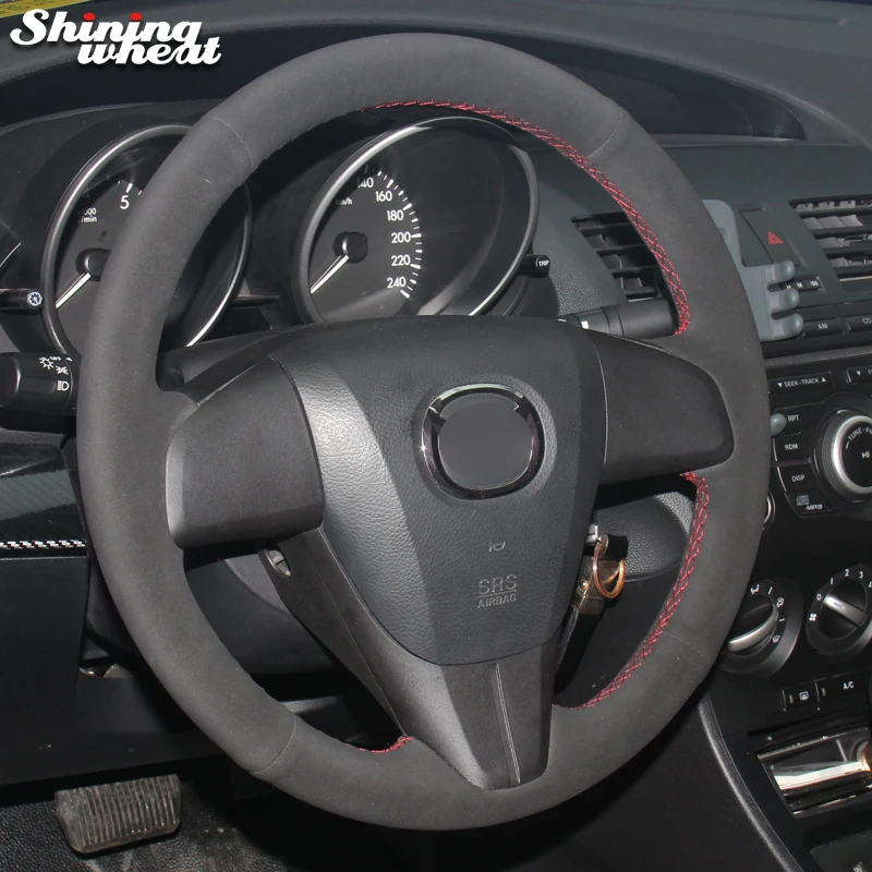 

Shining wheat Black Suede Car Steering Wheel Cover for Mazda 3 Axela 2008-2013 Mazda 5 2011-2013 Mazda CX-7 CX7 2010-2016