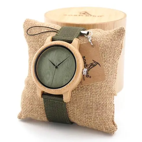 BOBO BIRD мужские часы деревянные бамбуковые часы женские кварцевые деревянные наручные часы Мужские часы с зеленым циферблатом нейлоновый ремешок в деревянной коробке - Цвет: D12