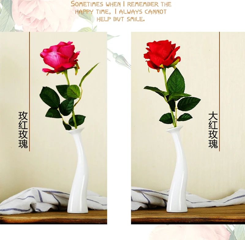 Художественная керамическая белая ваза одиночная Роза небольшая ваза простой цветок поддельные цветы гостиная стол украшение стола креативная ваза орнамент