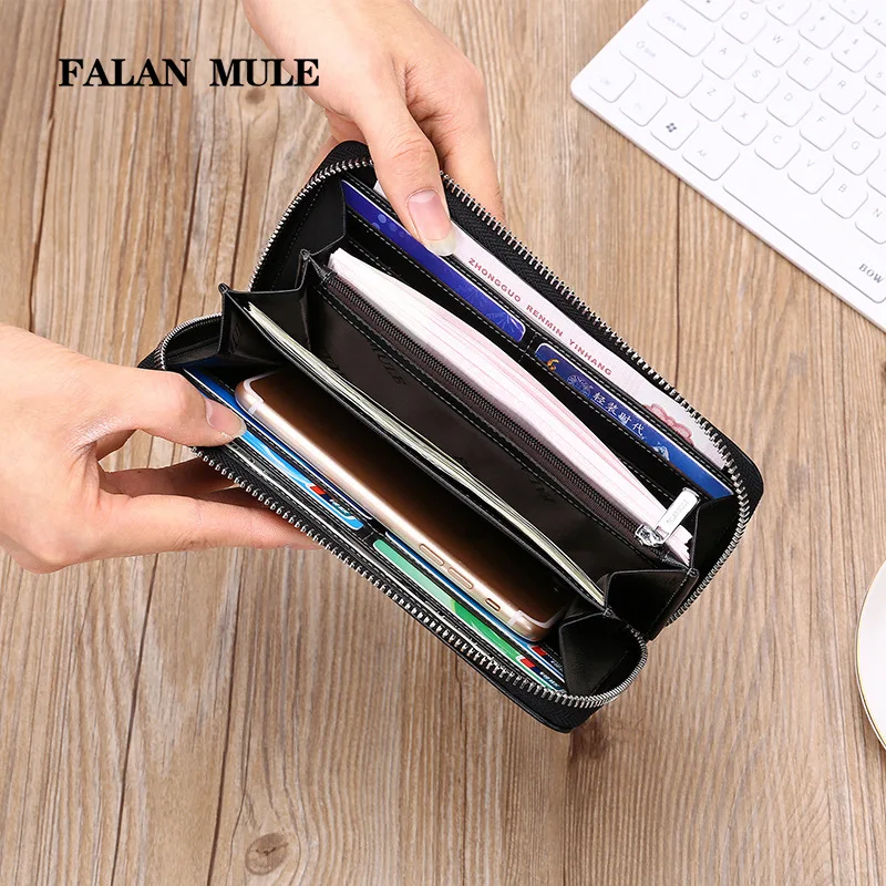 FALAN MULE кошелек брендовый мужской из натуральной кожи качественный длинный