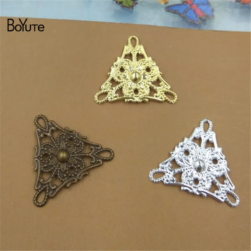 

BoYuTe (100 Pieces/Lot) 19*22MM Triangle Shape Metal Brass Filigree Findings Diy Hand Made Jewelry Materials