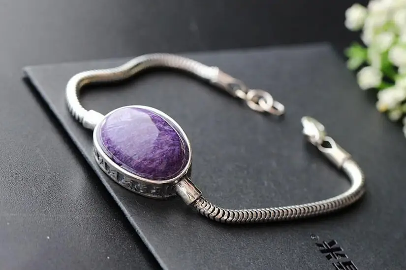 

Jewelry batch of purple dragon crystal silver bracelet 925 pure silver lady vintage bracelet