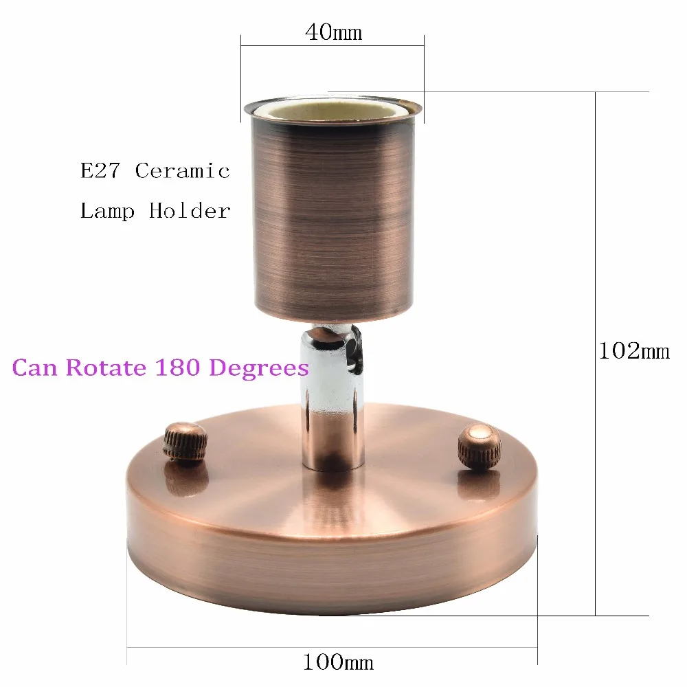 E27 потолочный светильник с гнездом, 180 градусов, вращение, 250 В, античный держатель лампы, высокая термостойкость, светодиодный светильник