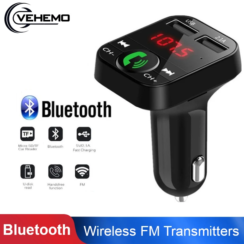 

Car Bluetooth Wireless Bluetooth Audio Receiver LED digital display Fast charging 2.1+EDR Car mp3 FM emitter phone charger