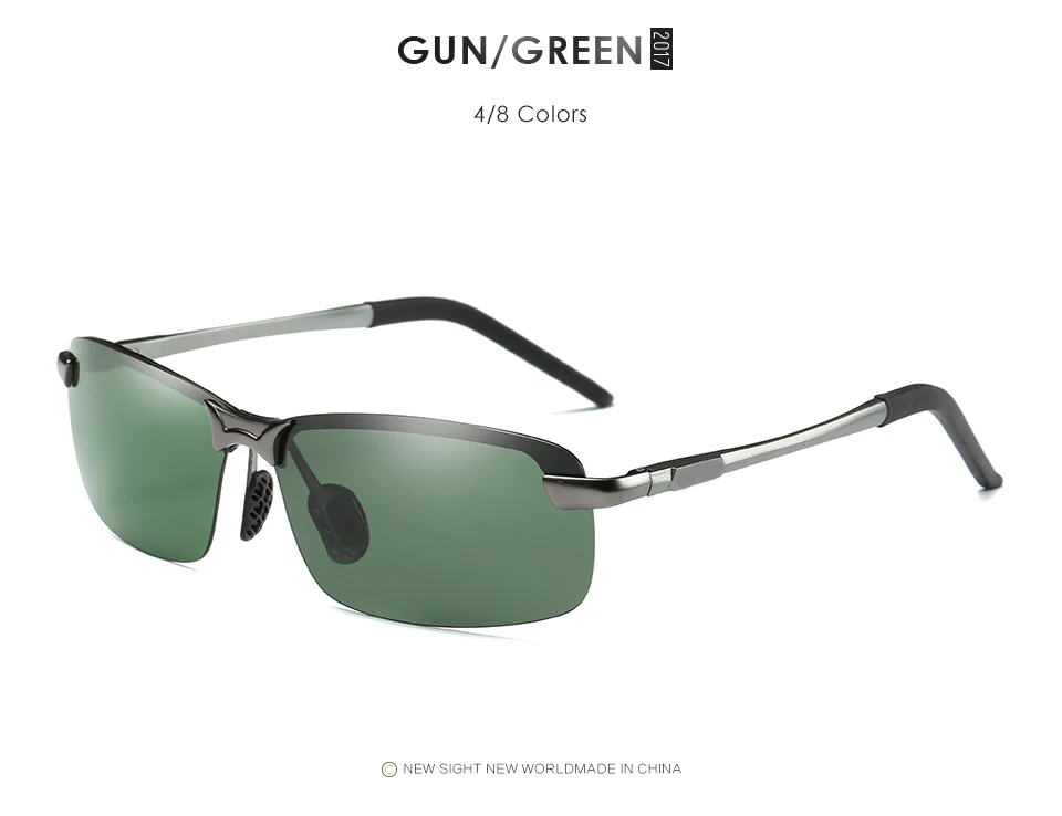 GY SNAIL, брендовые солнцезащитные очки, мужские, поляризационные, без оправы, поляризационные, солнцезащитные очки, квадратные, солнцезащитные очки для мужчин, oculos de sol masculino, uv400 - Цвет линз: gun w green
