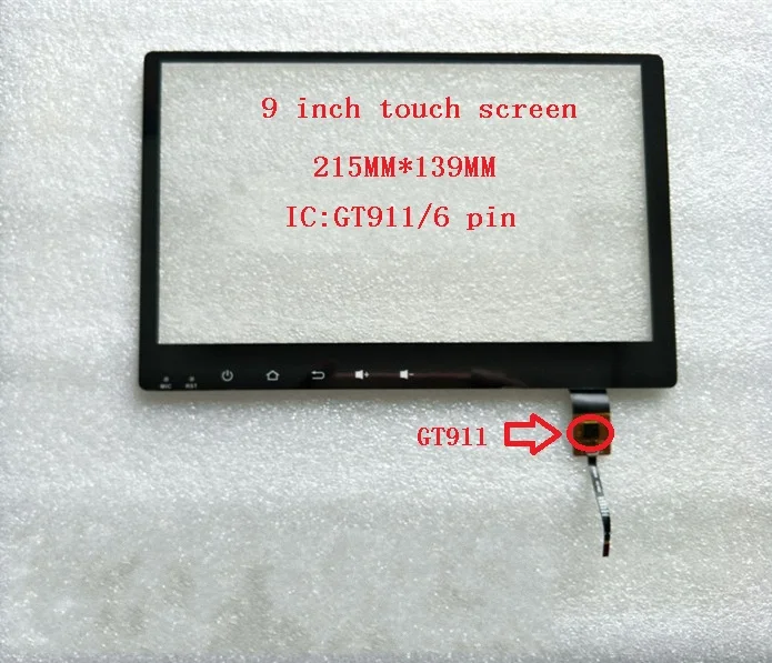 

215*139 9 inch android navigation touch screen JTS018 IC:GT911 6 pin