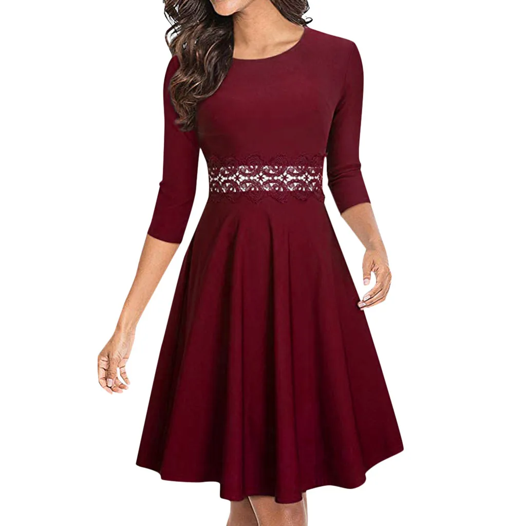 

MUQGEW Women's Half Sleeve Cocktail A-Line Embroidery Party Wedding Guest Dress vestido de verano de las mujeres #7