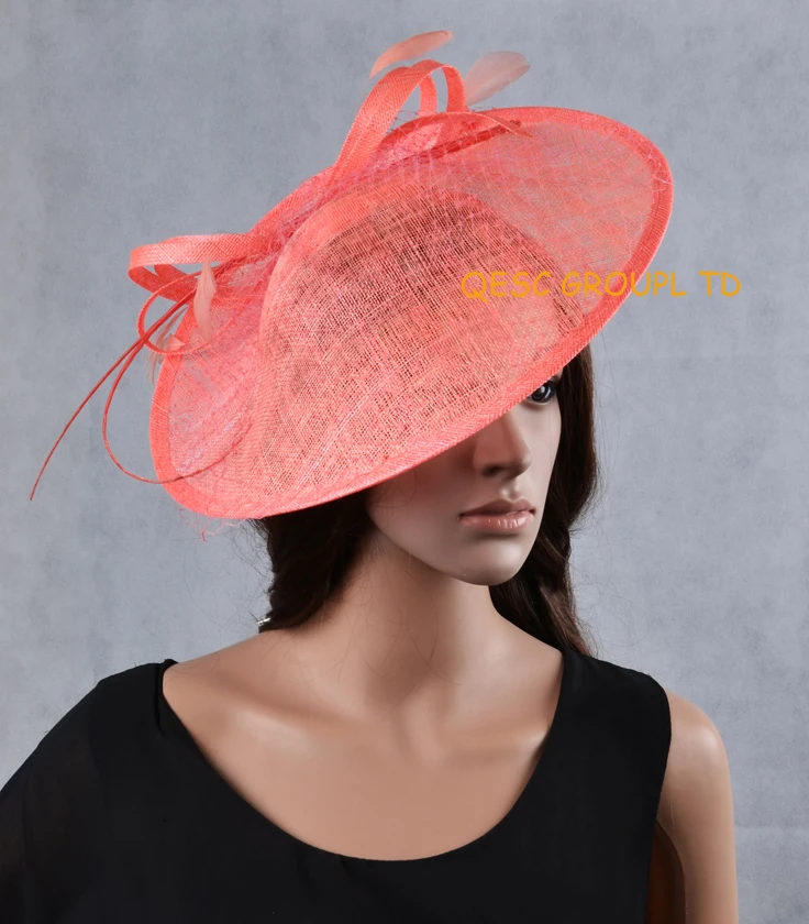 coral hat fascinator
