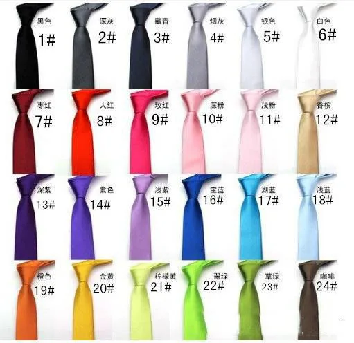 

Hot Selling necktie gravatas de seda masculina Mens Skinny Solid Color Plain Satin Tie Necktie Wedding Neck Ties 100pcs/lot