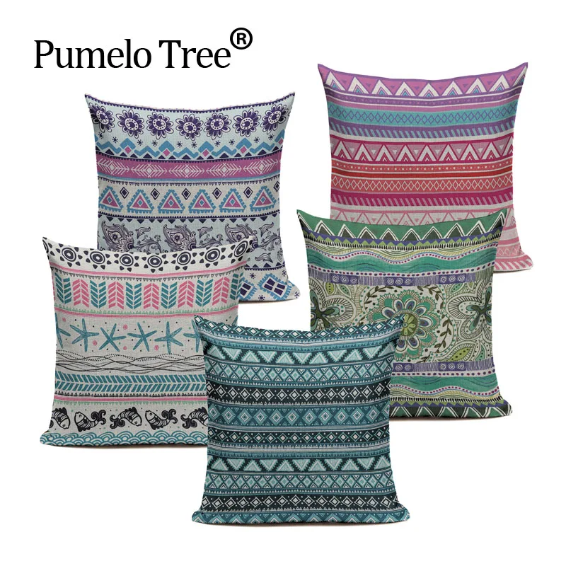 

Bohemia Style Ethnic Printing Cushion Covers Linen Throw Pillow Case Sofa Car Seat Home Decorative Custom Geometry Lovely