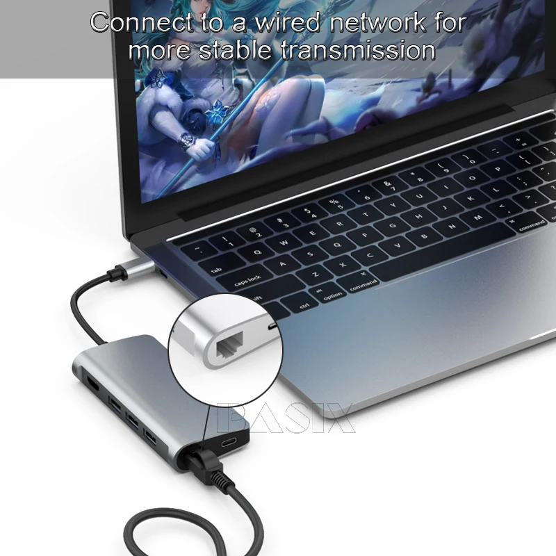 Basix USB C концентратор USB-C Hdmi; Ethernet Rj45 адаптер 4 K USB 3,1 SD/TF кардридер для MacBook Pro samsung Galaxy S9 Тип C концентратор Hdmi