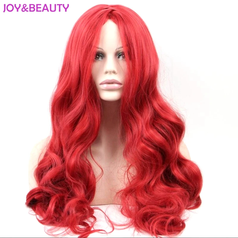 Радость и красоты волос 26 "Длинные свободные волнистые красный синтетический парик для Для женщин парик термостойкие волокна волос