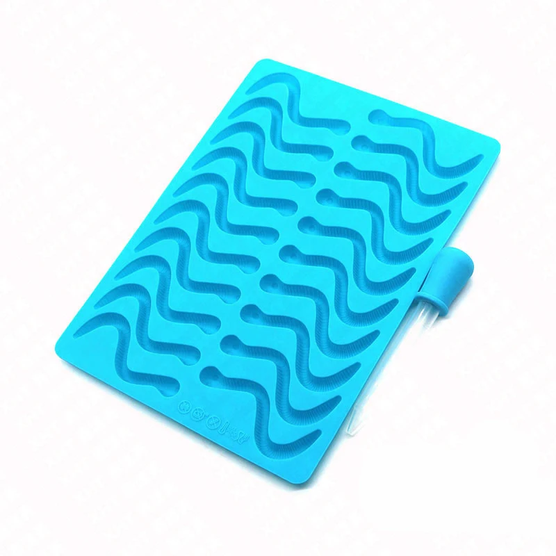 JX-LCLYL Silicone Bar Ice Tray Jelly Mold Worms Snake Chocolate Candy Gummy Maker Mold