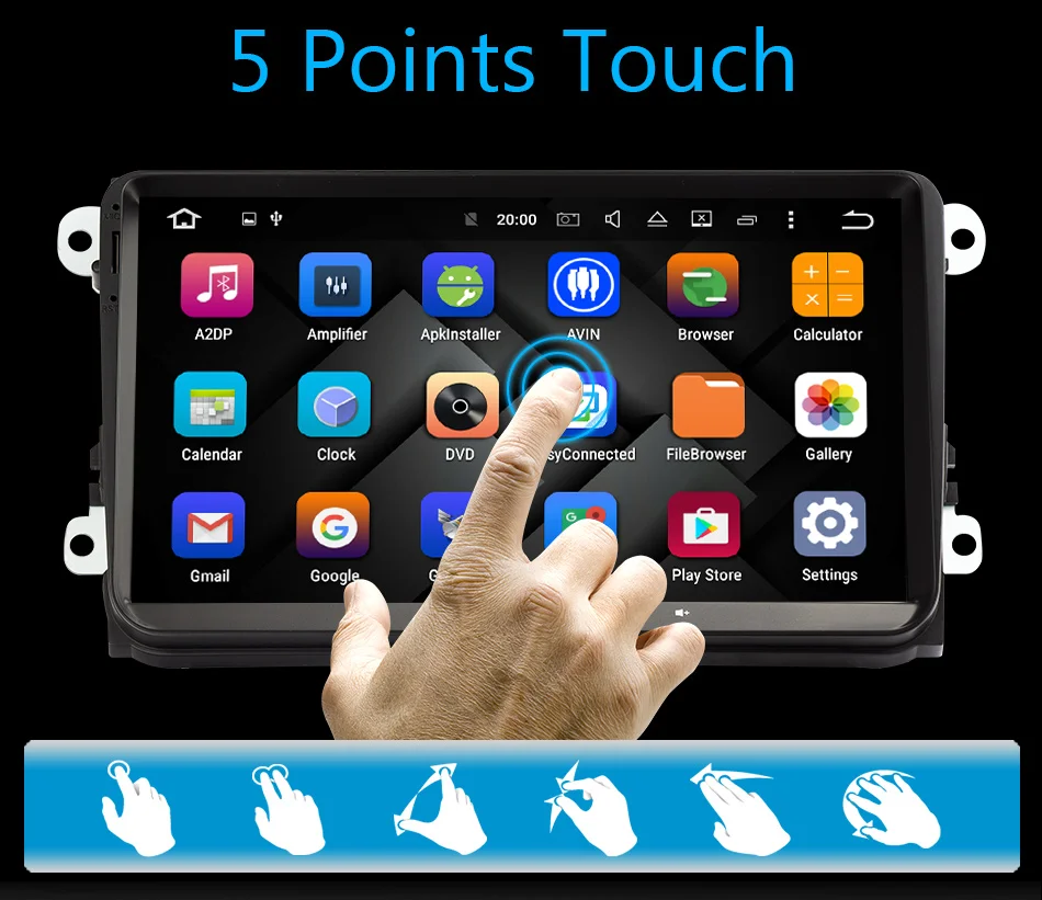 Discount Eunavi Android 9.0 9 inch Quad core 2 Din  car radio stereo gps for VW Polo Jetta Tiguan passat b6 cc fabia mirror link wifi bt 9