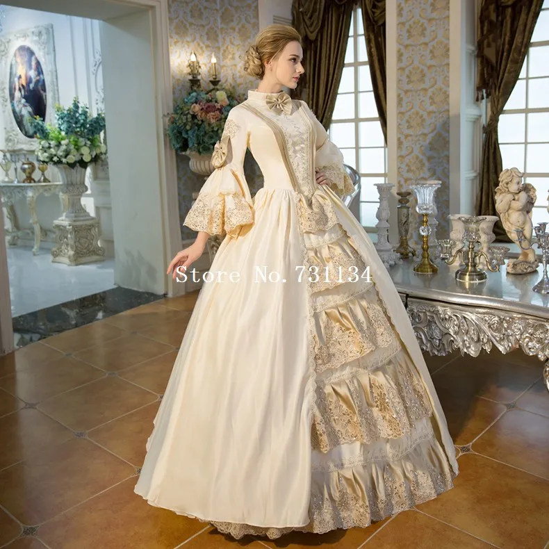 Новое поступление, бальное платье цвета шампанского, рококо, барокко, Марии-Антуанетты, бальное платье, 18 век, Ренессанс, платье для женщин
