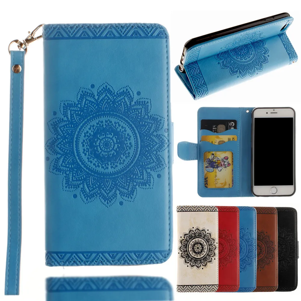 

Relief Flower Leather Case For Apple iPhone 7 Plus iPhone 8 Plus Flip Stand Silicon Cover Case For iPhone 7 8 Plus Phone Cases
