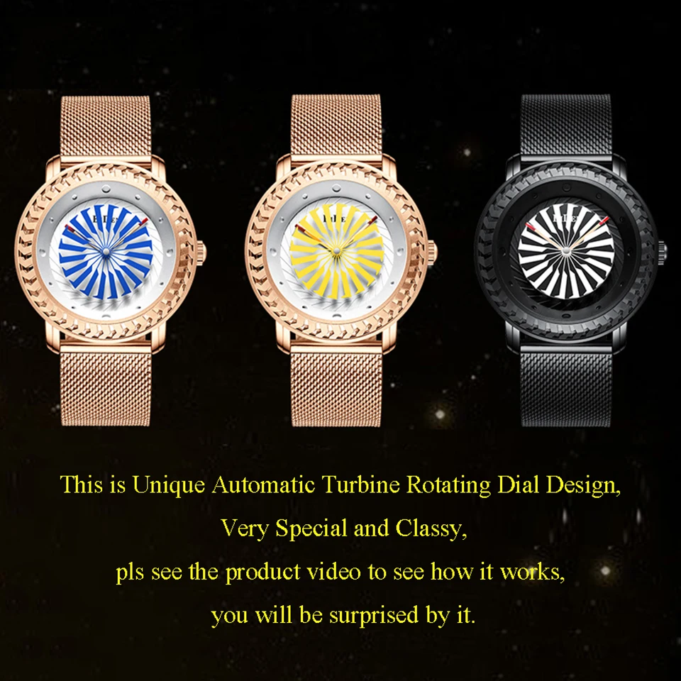 Креативные уникальные мужские часы с вращающимся циферблатом, Турбинный ободок, кварцевые часы, полностью черные повседневные мужские наручные часы, мужские часы