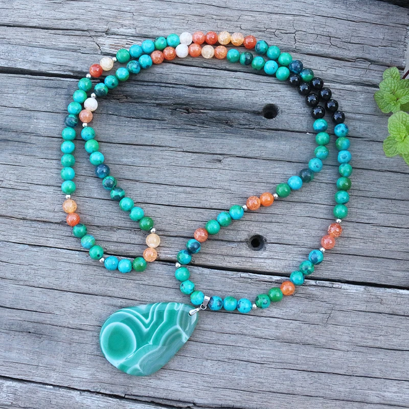 8mm Stone Beads,Dyed Azurite, Orange Onyx,JapaMala Sets,Spiritual Jewelry,Meditation Beads,Inspirational Necklace,108 Mala Beads